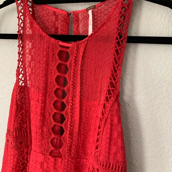 Free People Wherever You Go Red Mini Dress - Sz 8 - Picture 6 of 16